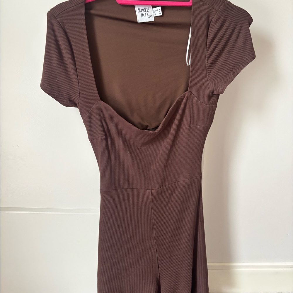 Brown Short Sleeve Jumpsuit